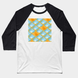 Mermaid Pattern Gold Blue Random Orange Baseball T-Shirt